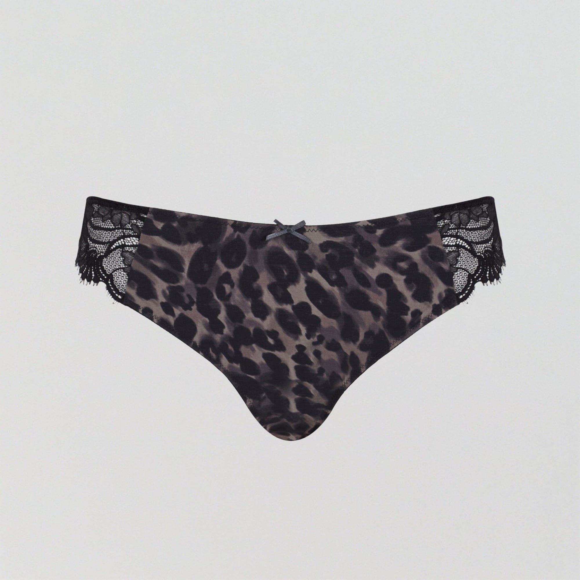 Lace & microfibre brazilian knicker [Black/Leopard] Bottoms Panache 
