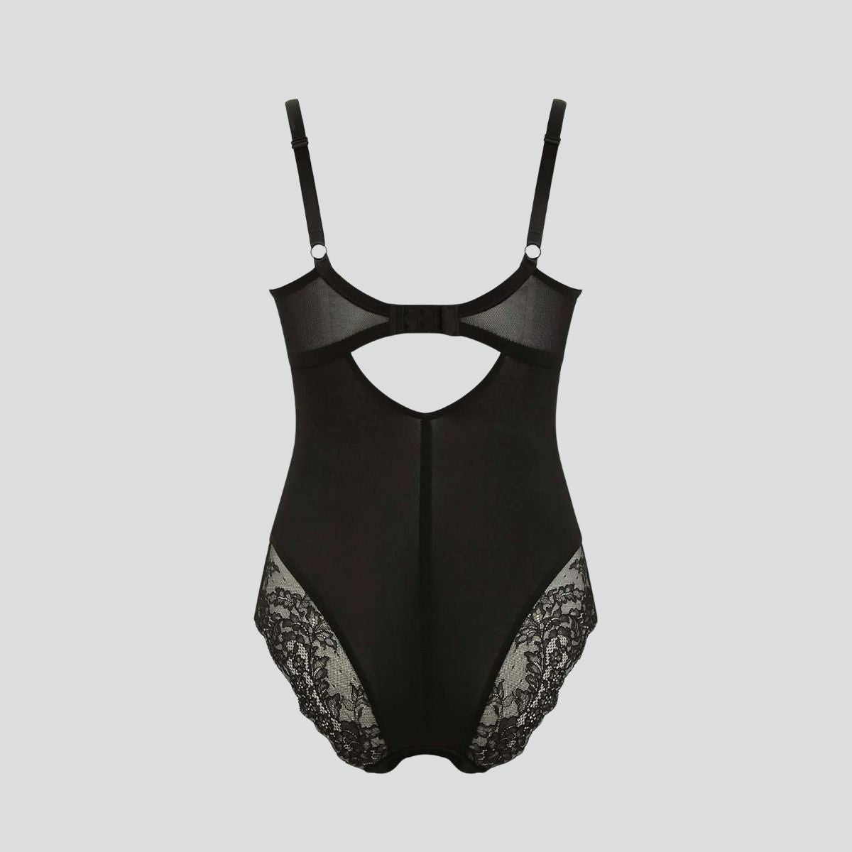 D+ lace plunge underwired bodysuit [Black] Shape Panache 