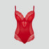 D+ lace plunge underwired bodysuit [Salsa Red] Shape Panache 