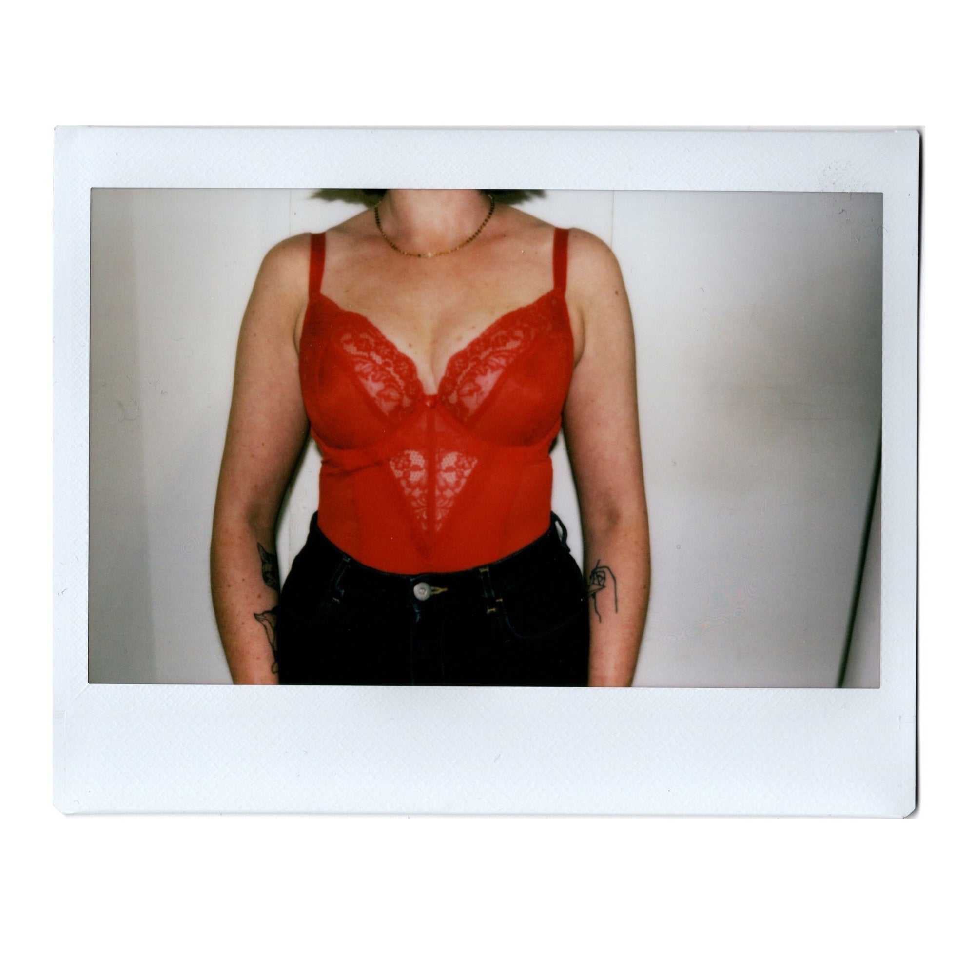 D+ lace plunge underwired bodysuit [Salsa Red] Shape Panache 