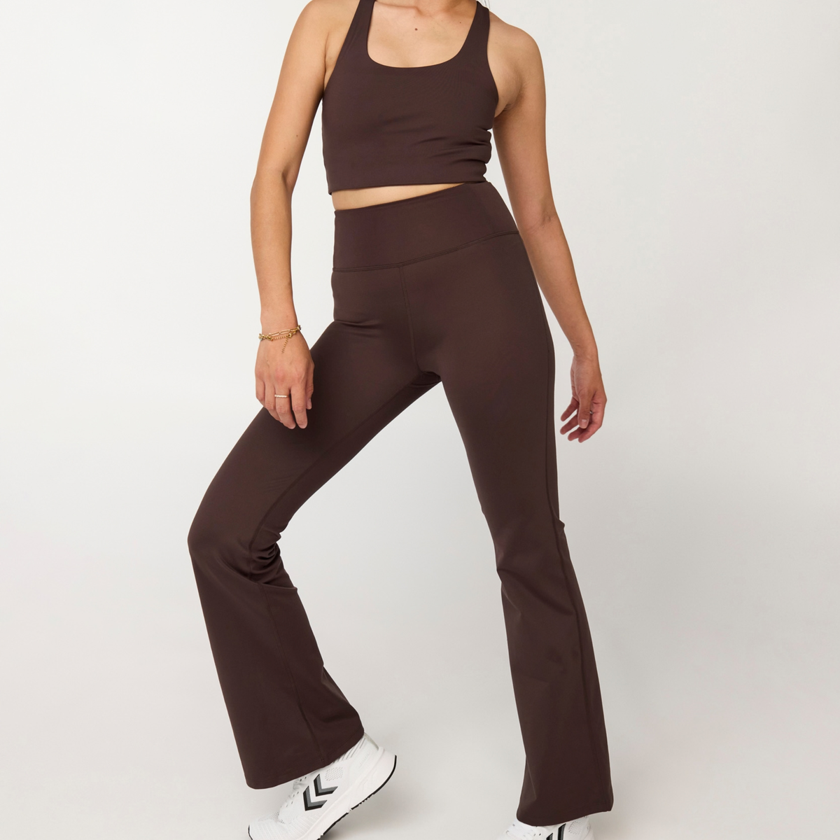 Flared high-rise compression legging [Dark Chocolate]
