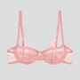 Floral lace scalloped edge demi balconette bra [Petal Pink]