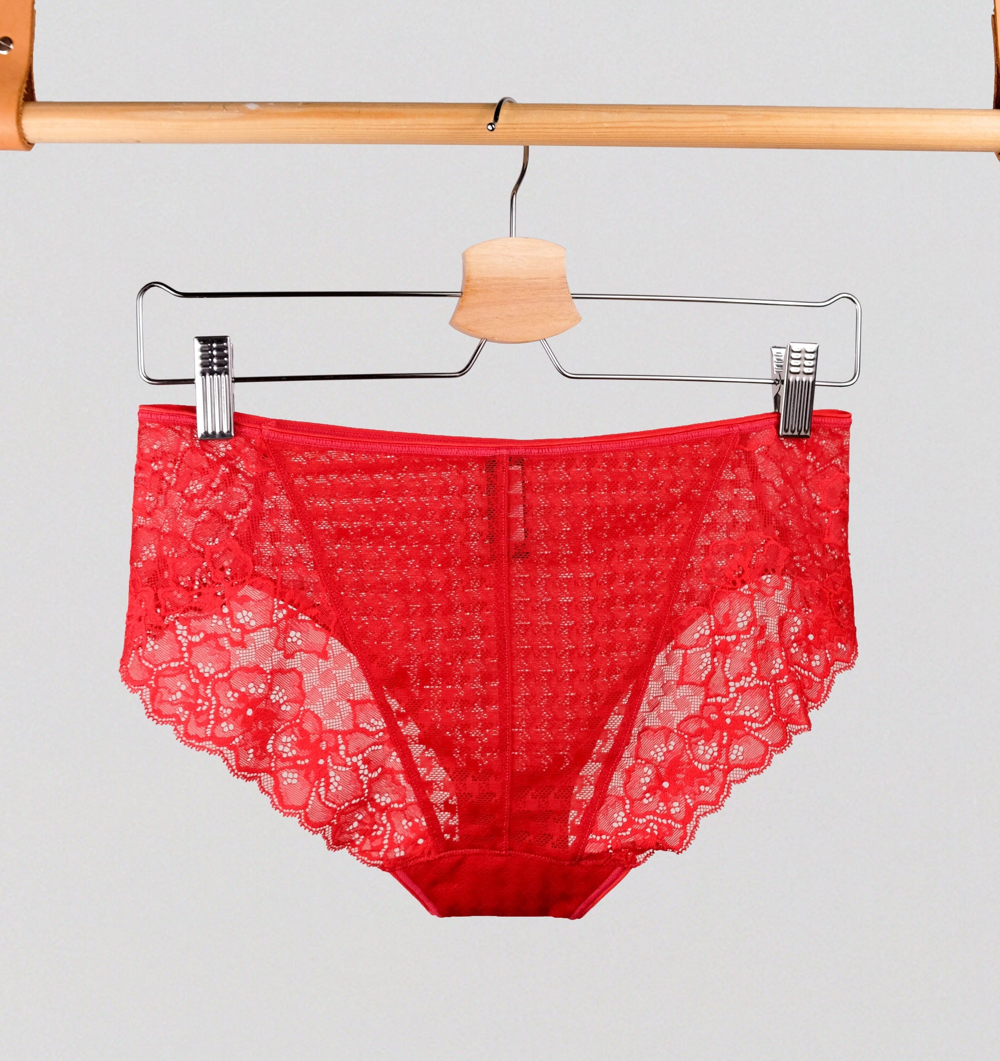 Houndstooth & floral lace french knicker [Poppy Red] Bottoms Panache 