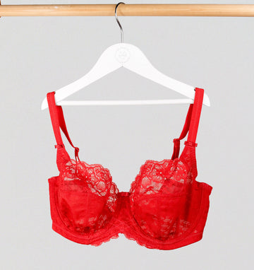 Victoria Secret Red And Pink Lace Bra 34AA w/ XS matching lace