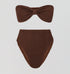 Ruched bandeau high waist bikini set [Chocolate Crinkle] Swim Hunza G 