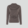 Gathered long sleeve top [Latte]