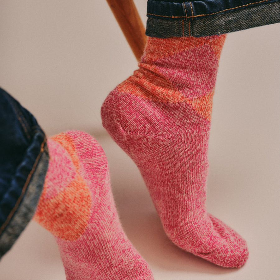 Merino Alpaca Argyle sock [Pink] Accessories Genevieve Sweeney 