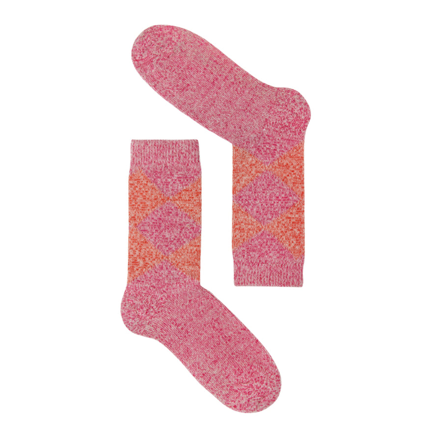 Merino Alpaca Argyle sock [Pink] Accessories Genevieve Sweeney 