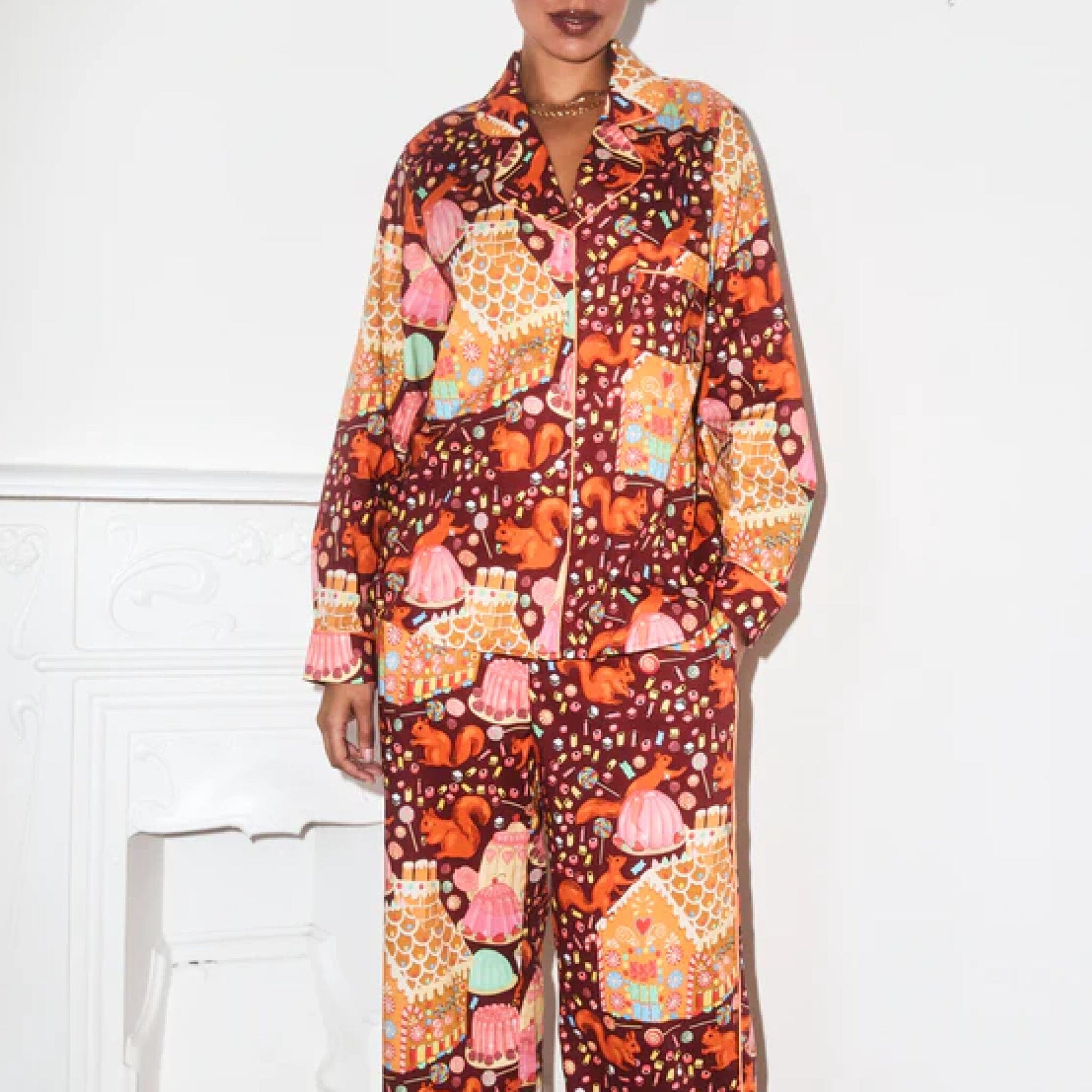 Gingerbread house long cotton pyjama set Sleep Karen Mabon 