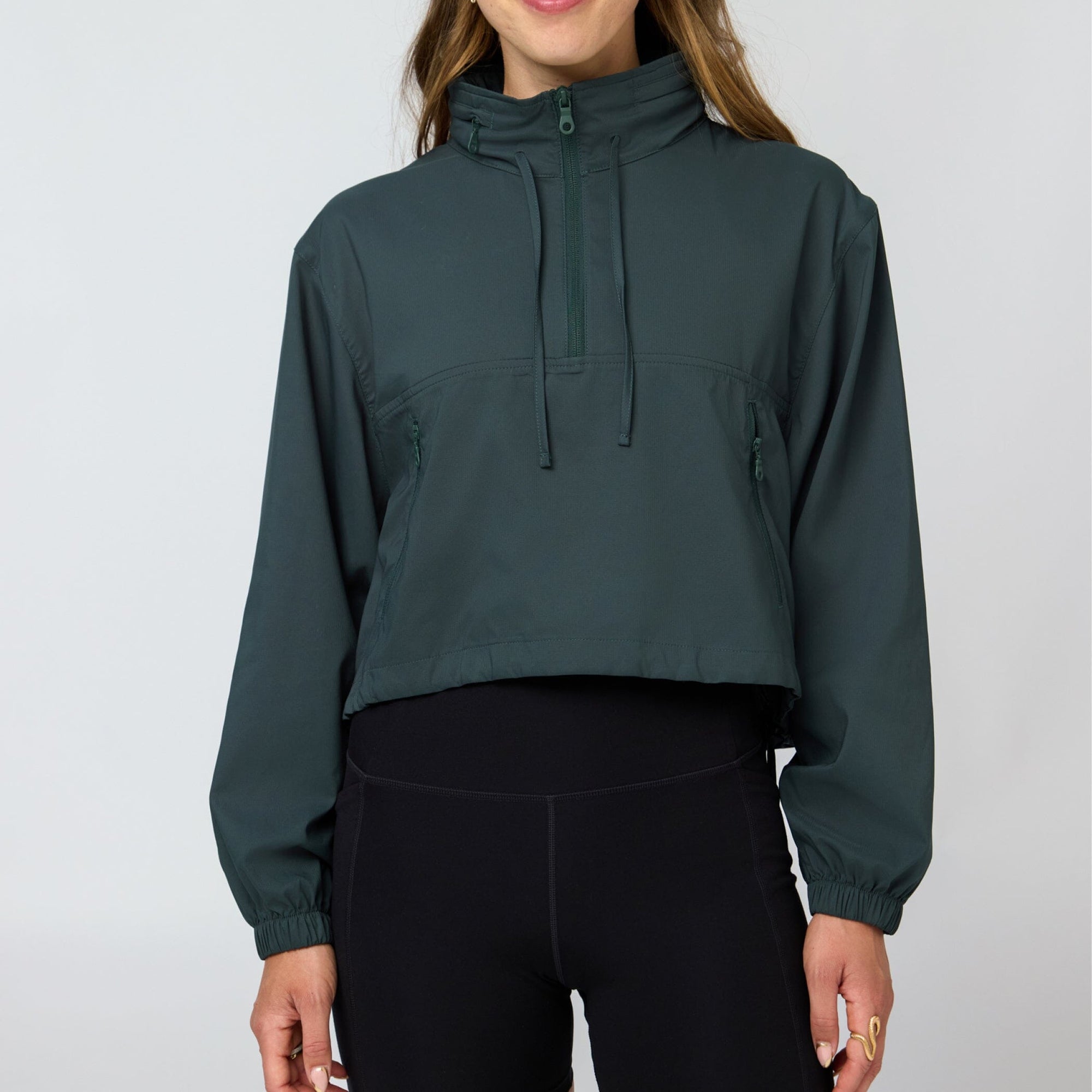 Half zip lightweight windbreaker jacket [Moss Green] Girlfriend Collective 