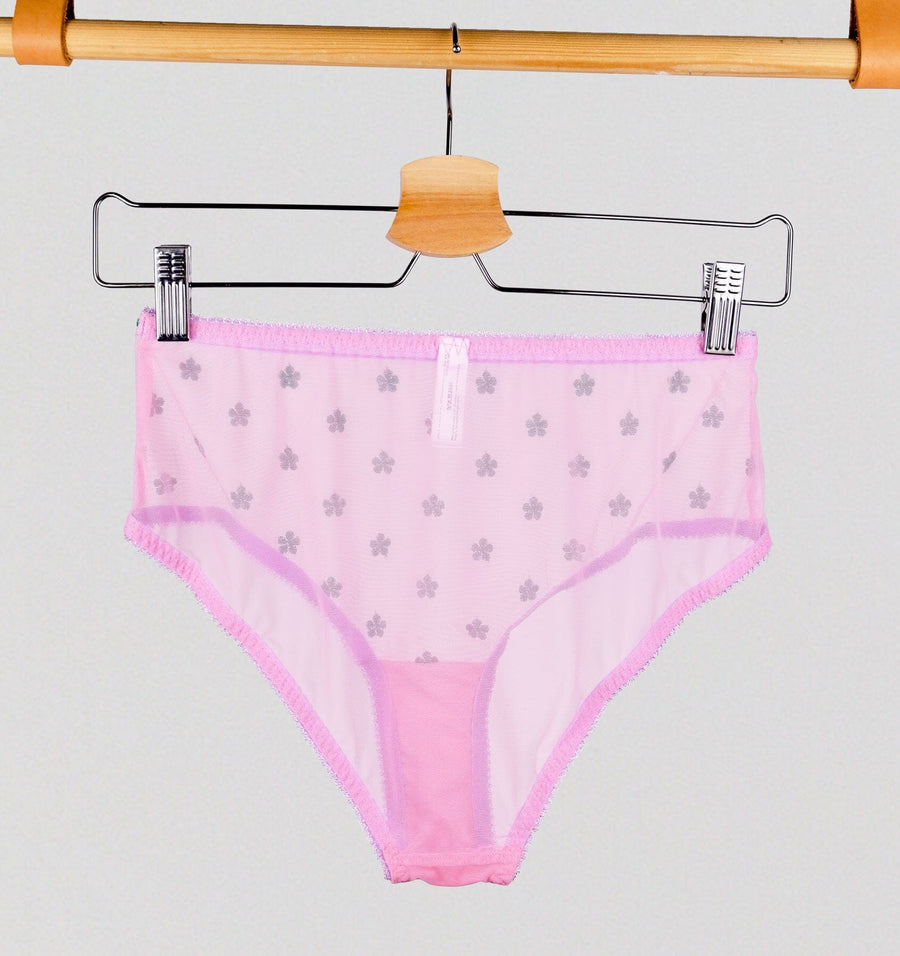 Green daisy & pink mesh high waist brief Bottoms Dora Larsen 