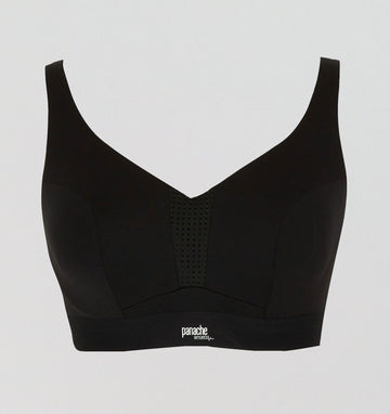 High impact non padded wired sports bra [Black] Bras Panache 