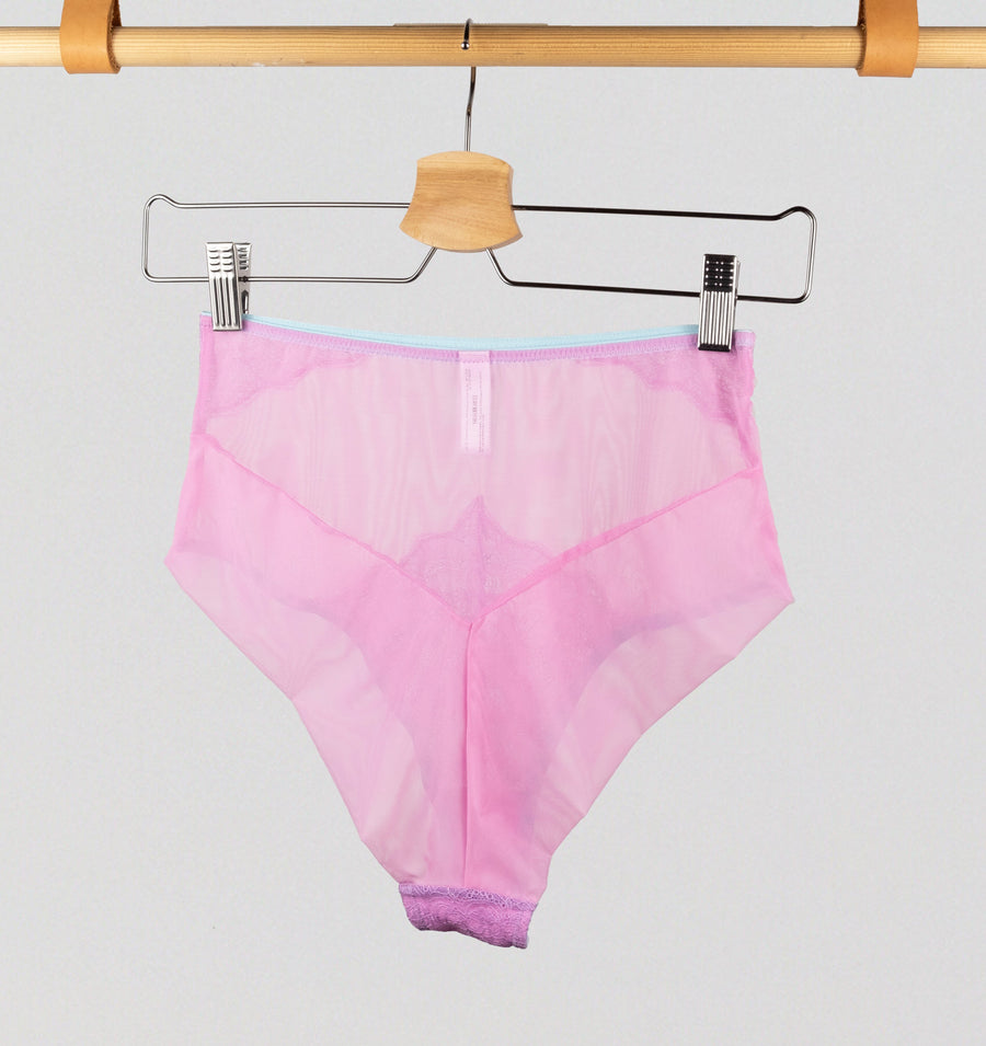 Pink mesh w. lavender & sky high waist knicker Bottoms Dora Larsen 
