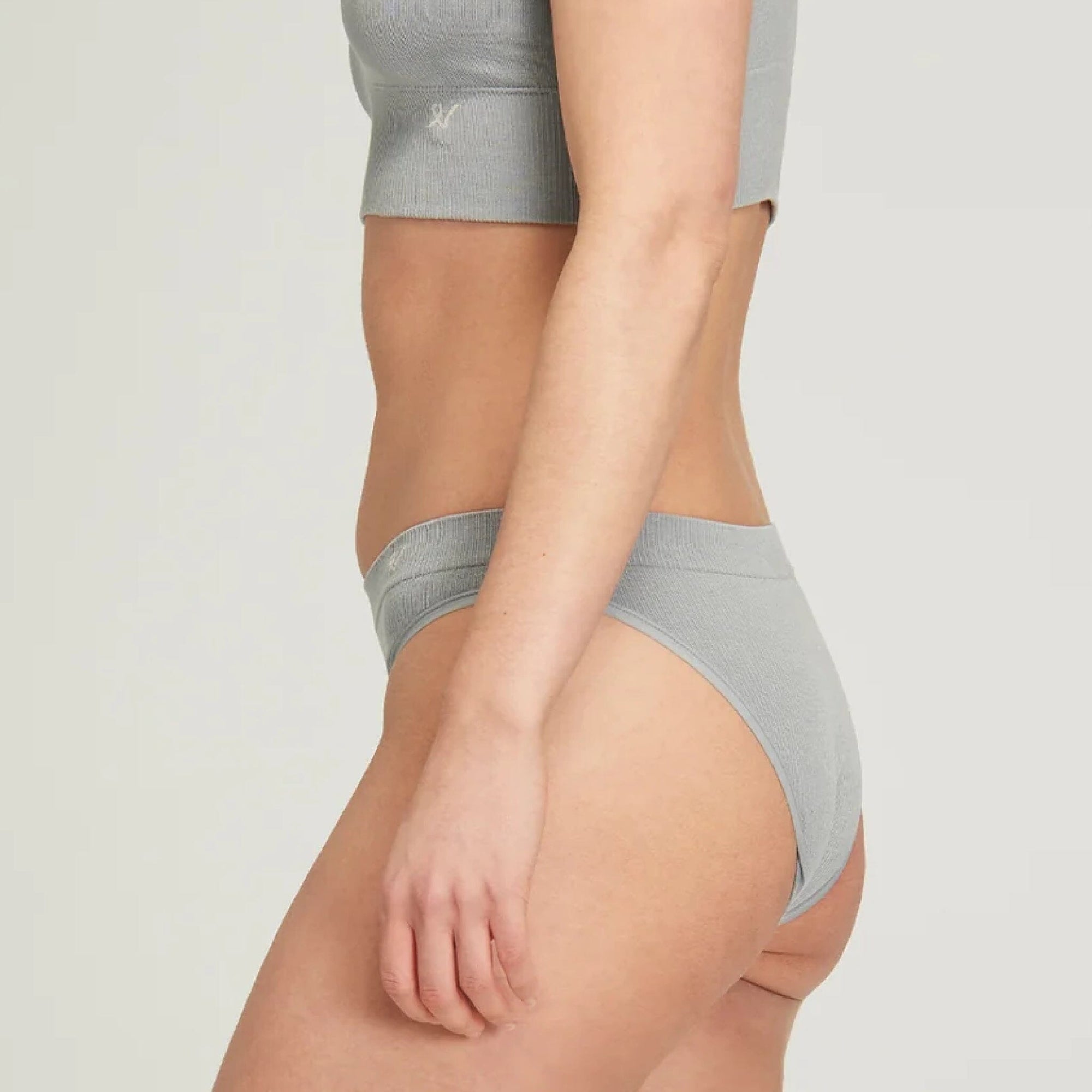 Seamless ribbed high leg knicker [Cloud Grey] Bottoms Nudea 