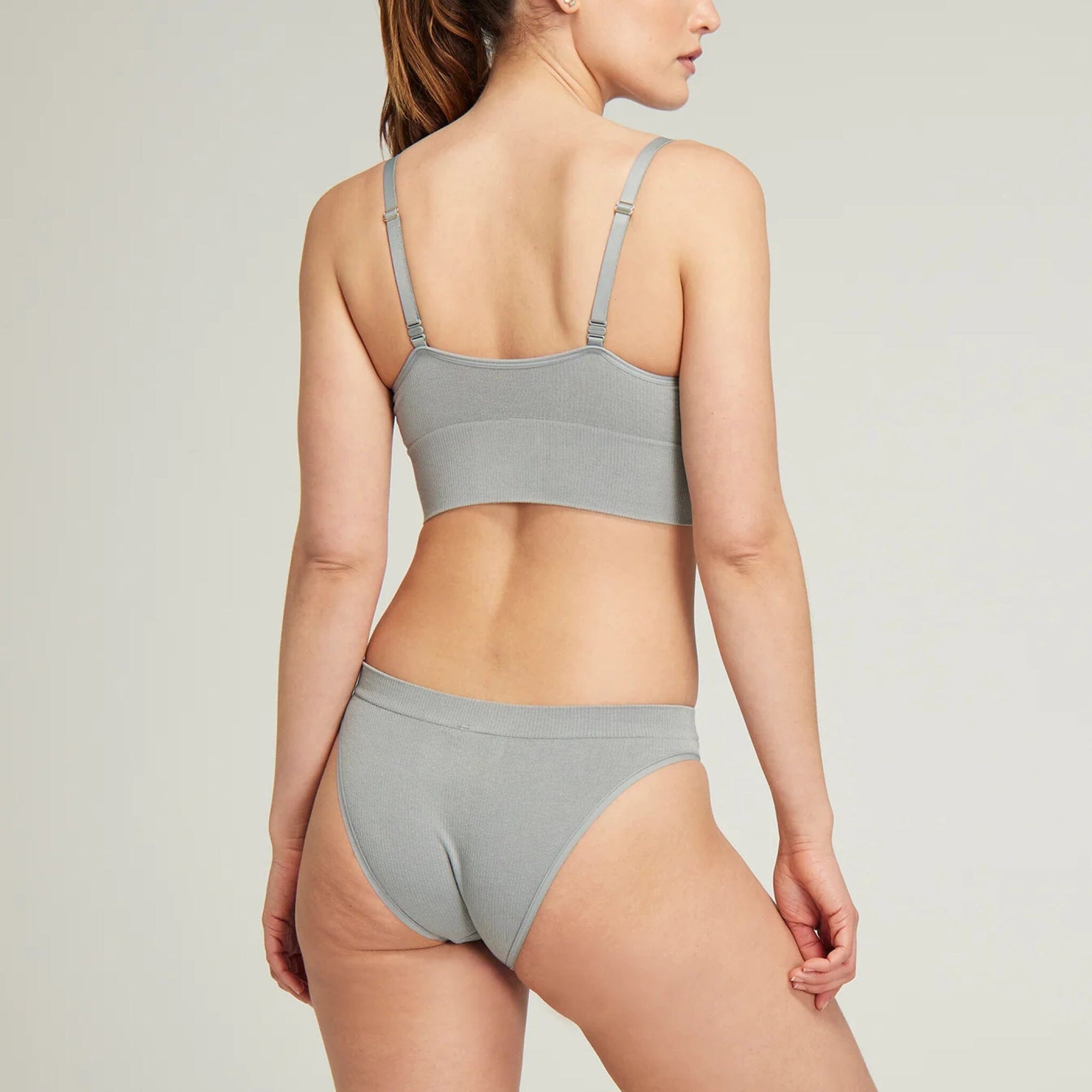 Seamless ribbed high leg knicker [Cloud Grey] Bottoms Nudea 