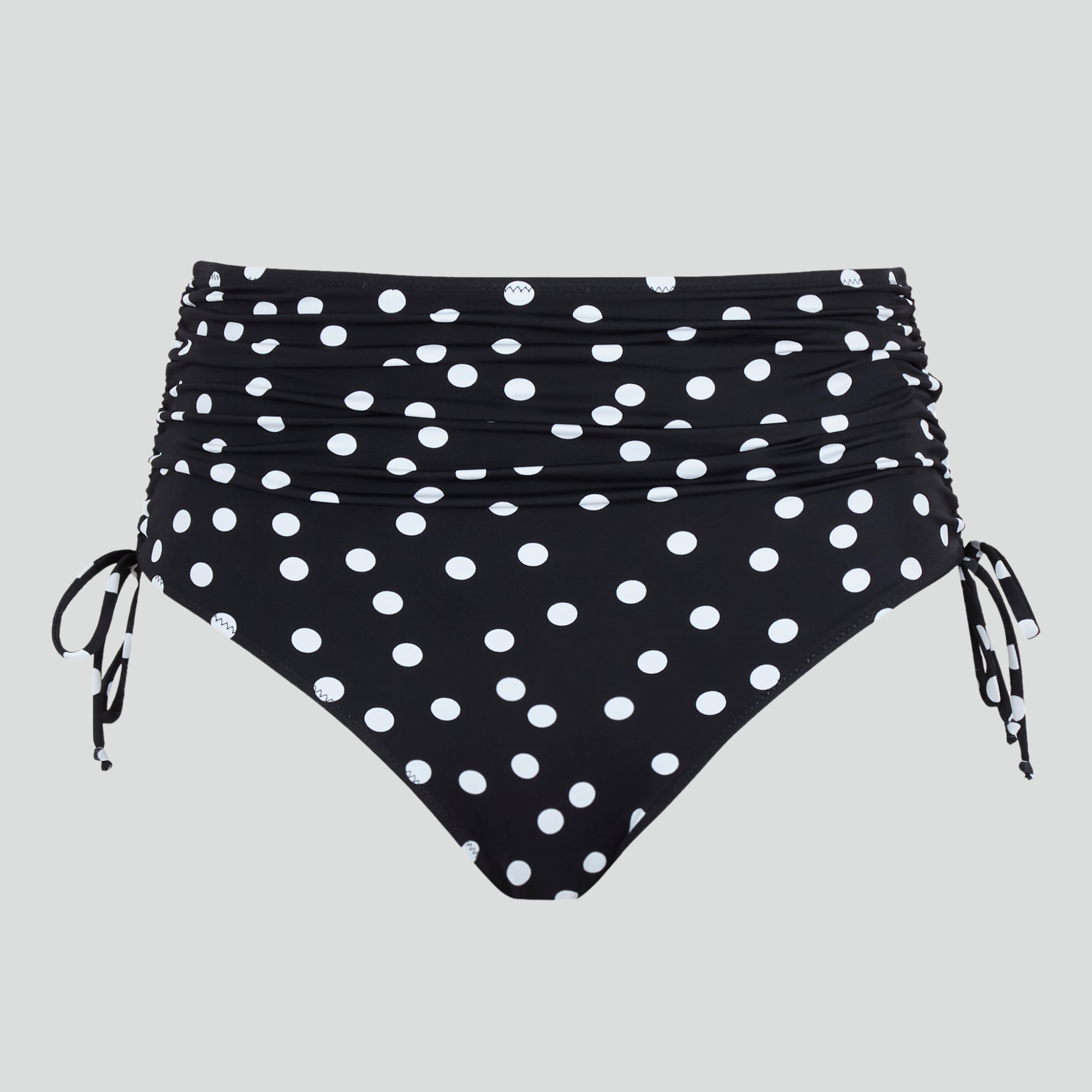 High waist gather bikini brief [Monochrome polka]