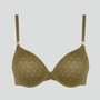 Honeycomb lace underwired plunge bra [Fern Green]