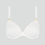 Honeycomb lace underwired plunge bra [Lily White]