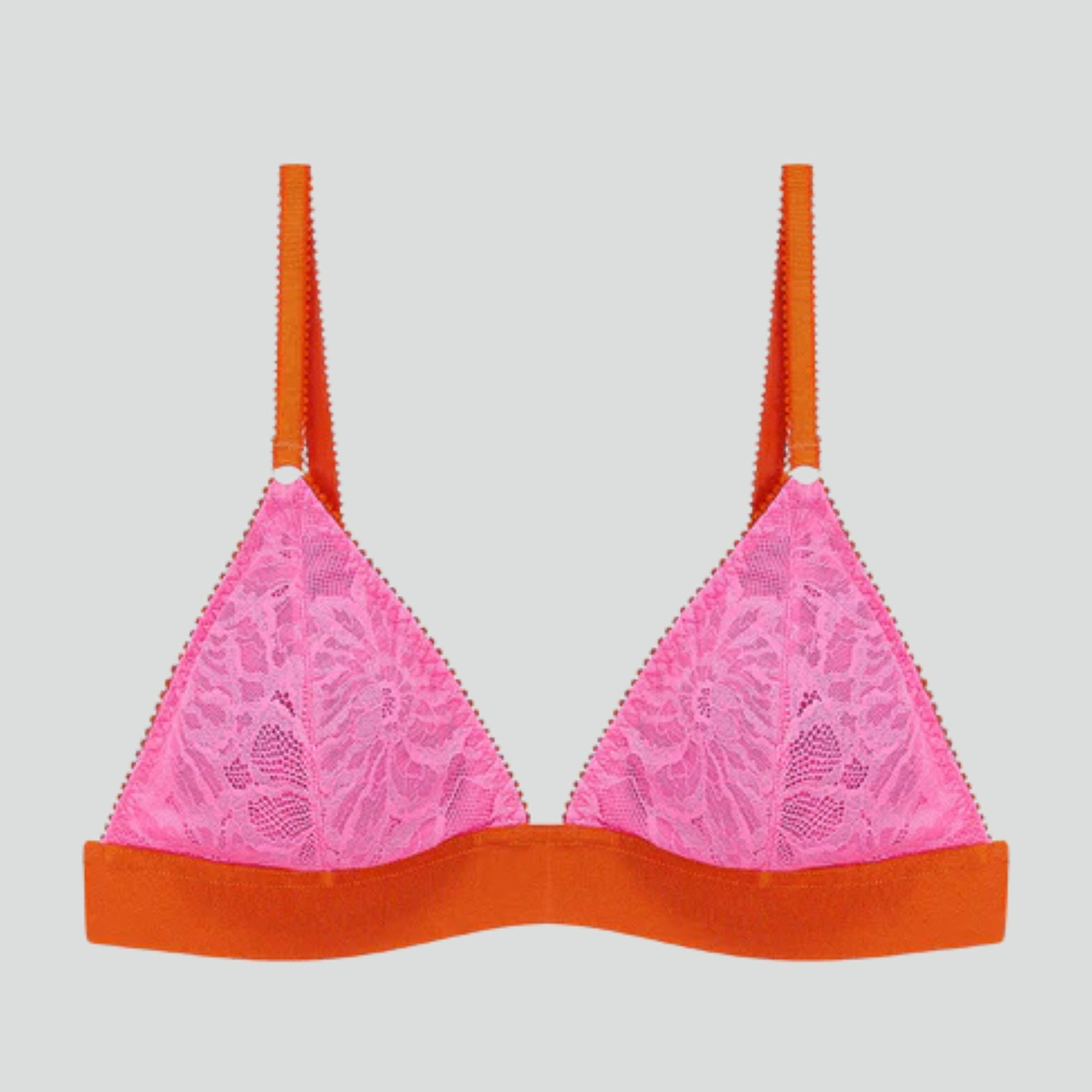 Hot pink lace & paprika padded triangle bralette Bras Dora Larsen 32B/C 