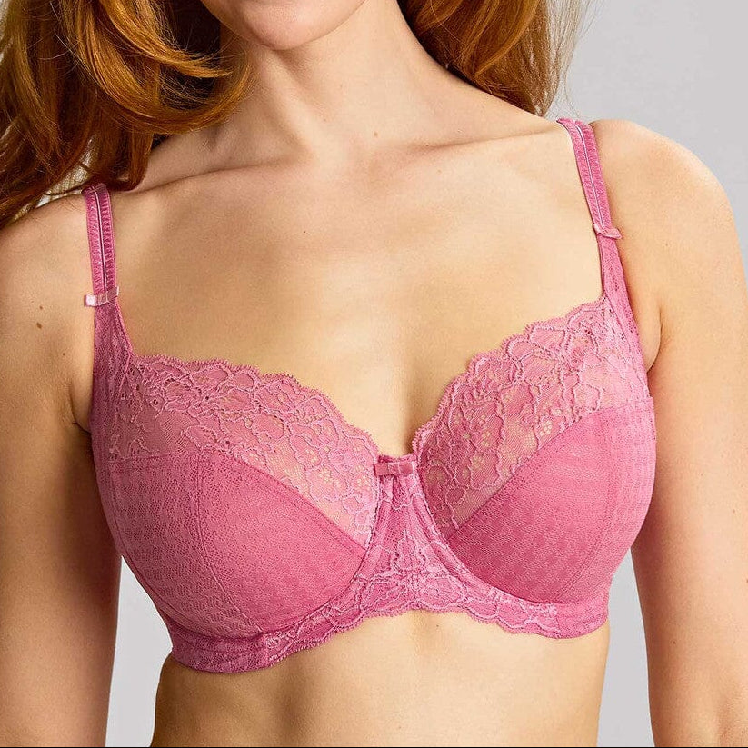 Houndstooth & floral lace balconette [Strawberry Sorbet] Panache 