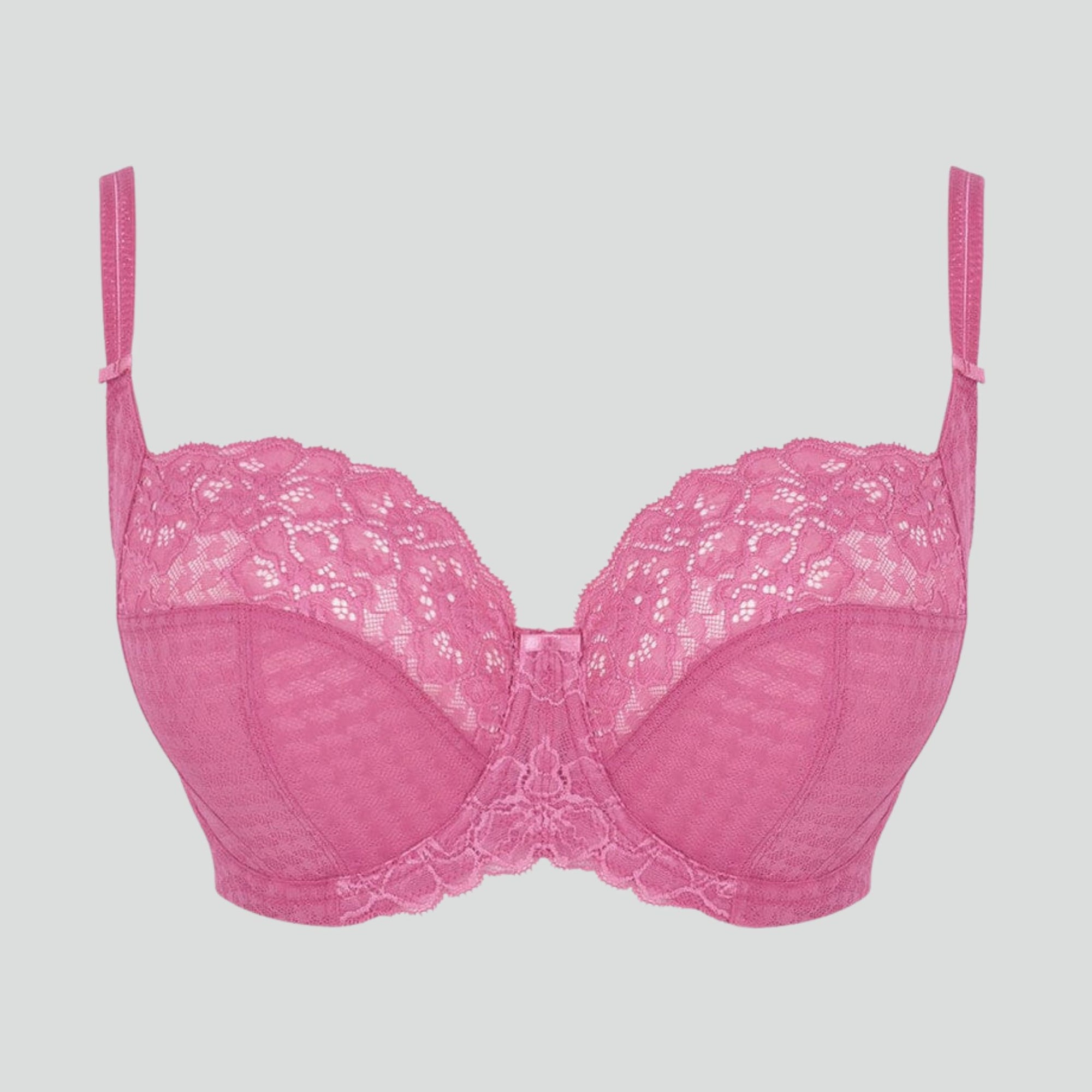 Houndstooth & floral lace balconette [Strawberry Sorbet] Panache 
