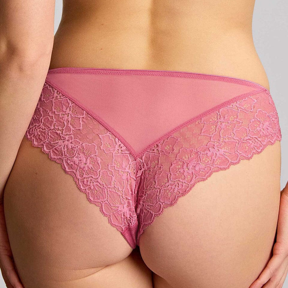Houndstooth & floral lace brazilian knicker [Strawberry Sorbet] Panache 