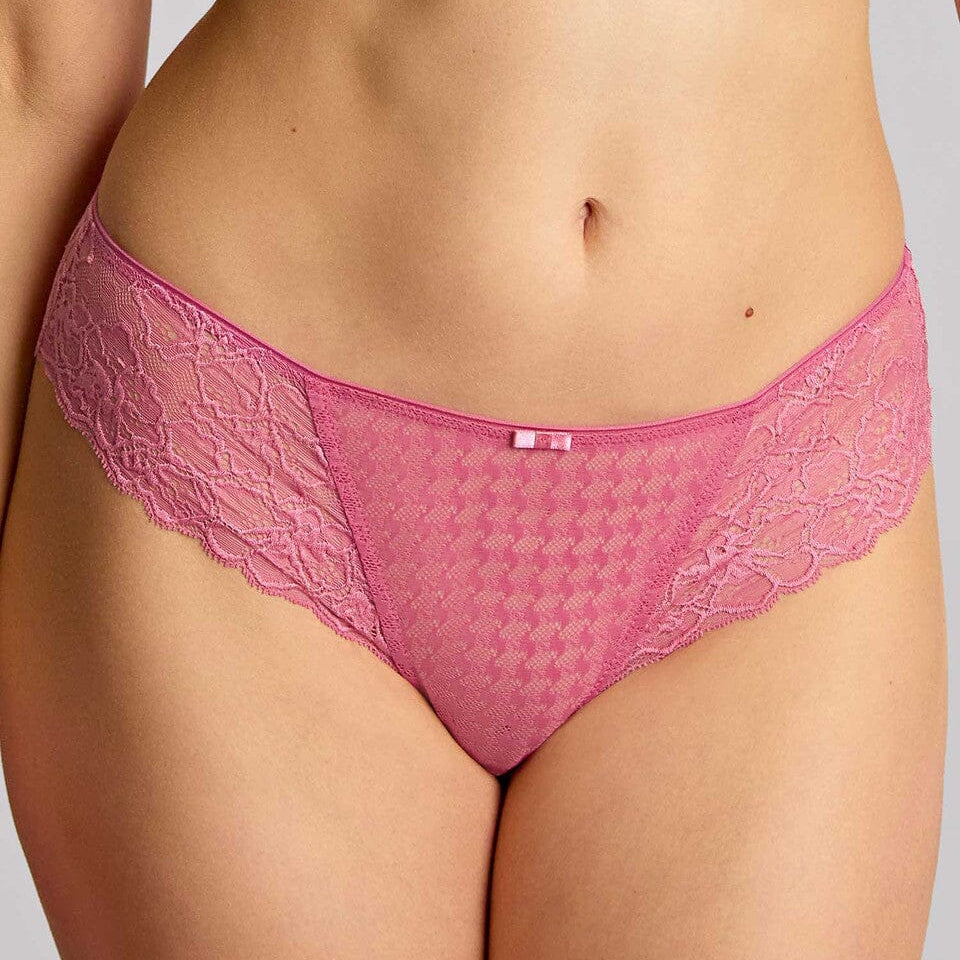 Houndstooth & floral lace brazilian knicker [Strawberry Sorbet] Panache 