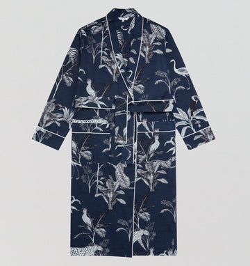Organic cotton robe [Navy Jungle] Sleep Myza 
