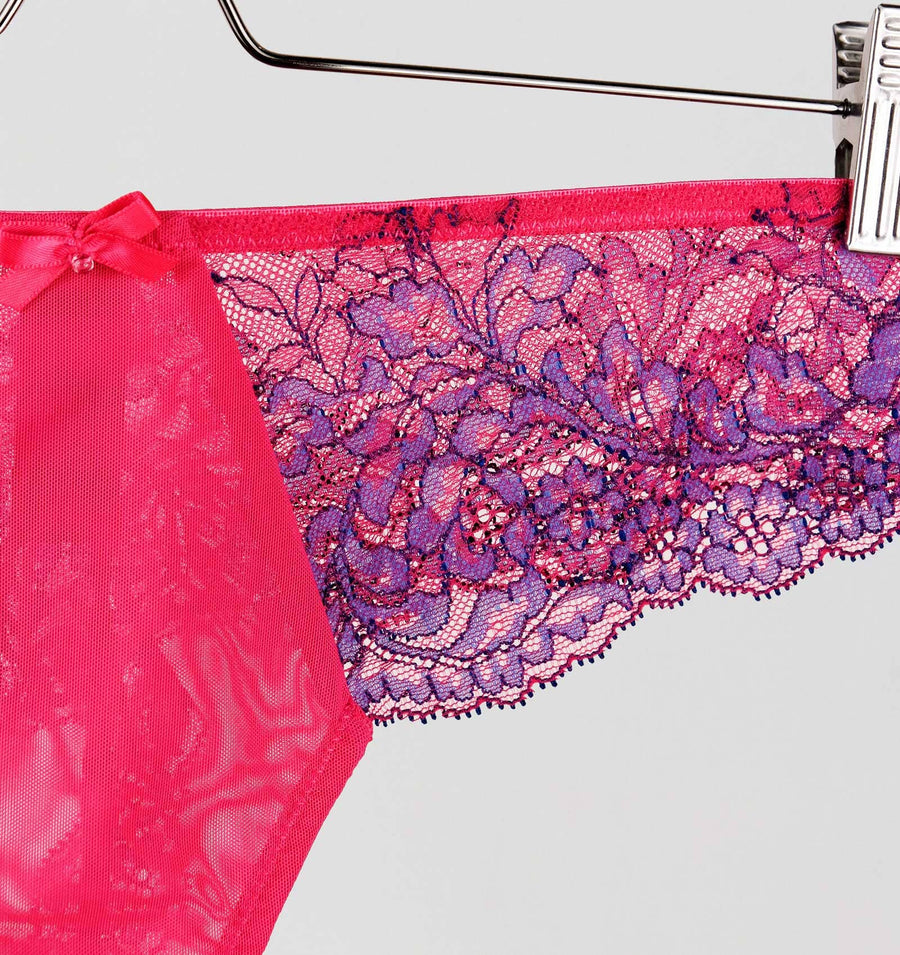 Lace seam-free thong [Fuchsia/Indigo] Bottoms Panache 