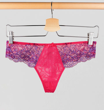 Lace seam-free thong [Fuchsia/Indigo] Bottoms Panache 