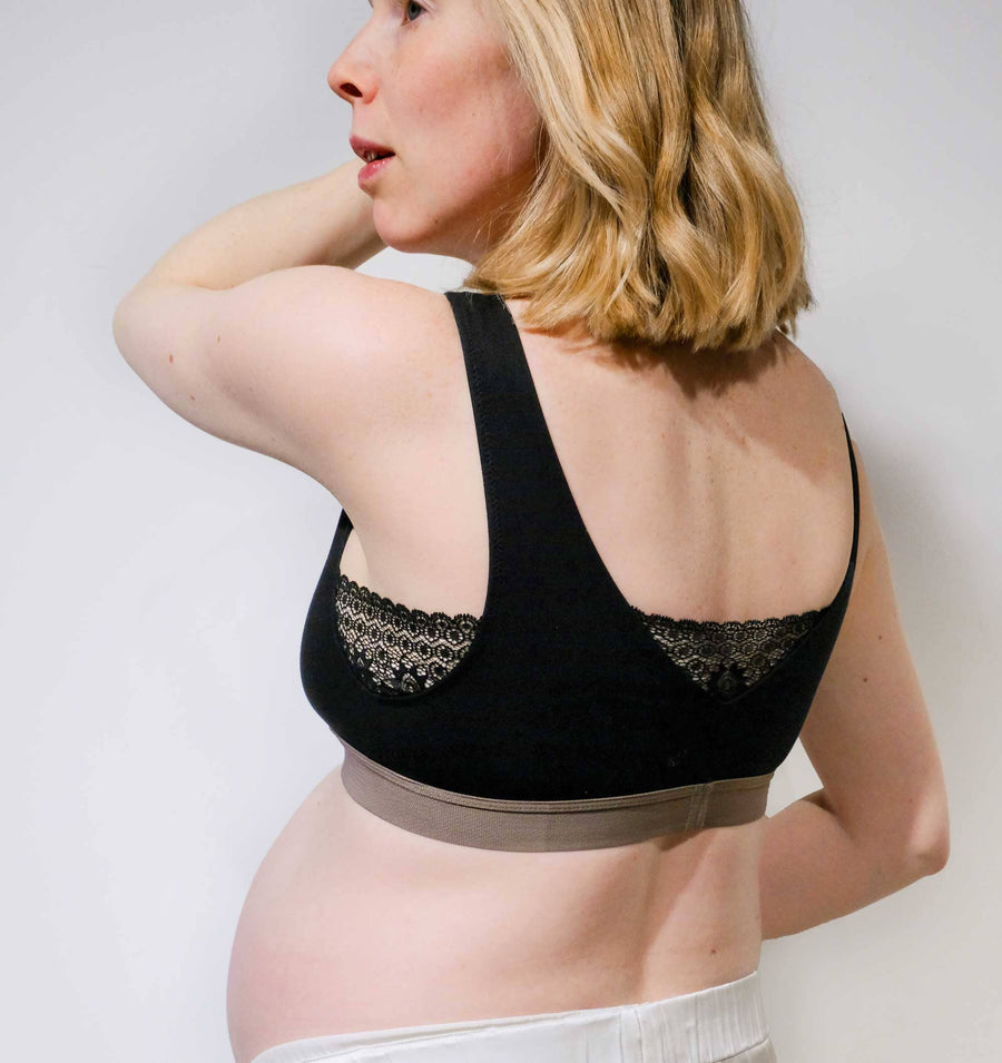 Lace insert crop [Black/Taupe] Maternity Six 