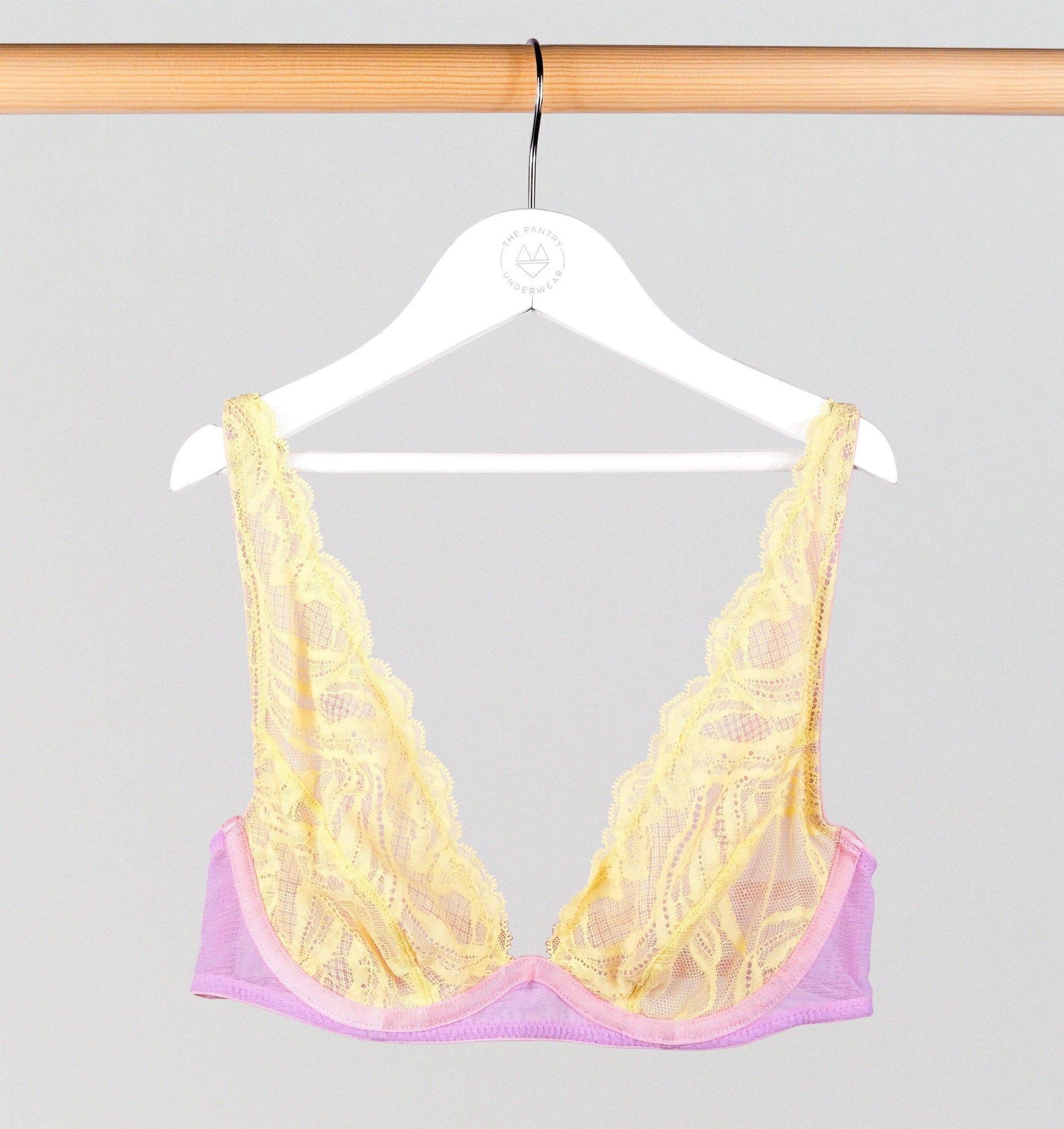 Lemon lace & violet mesh high apex plunge Bras Dora Larsen 