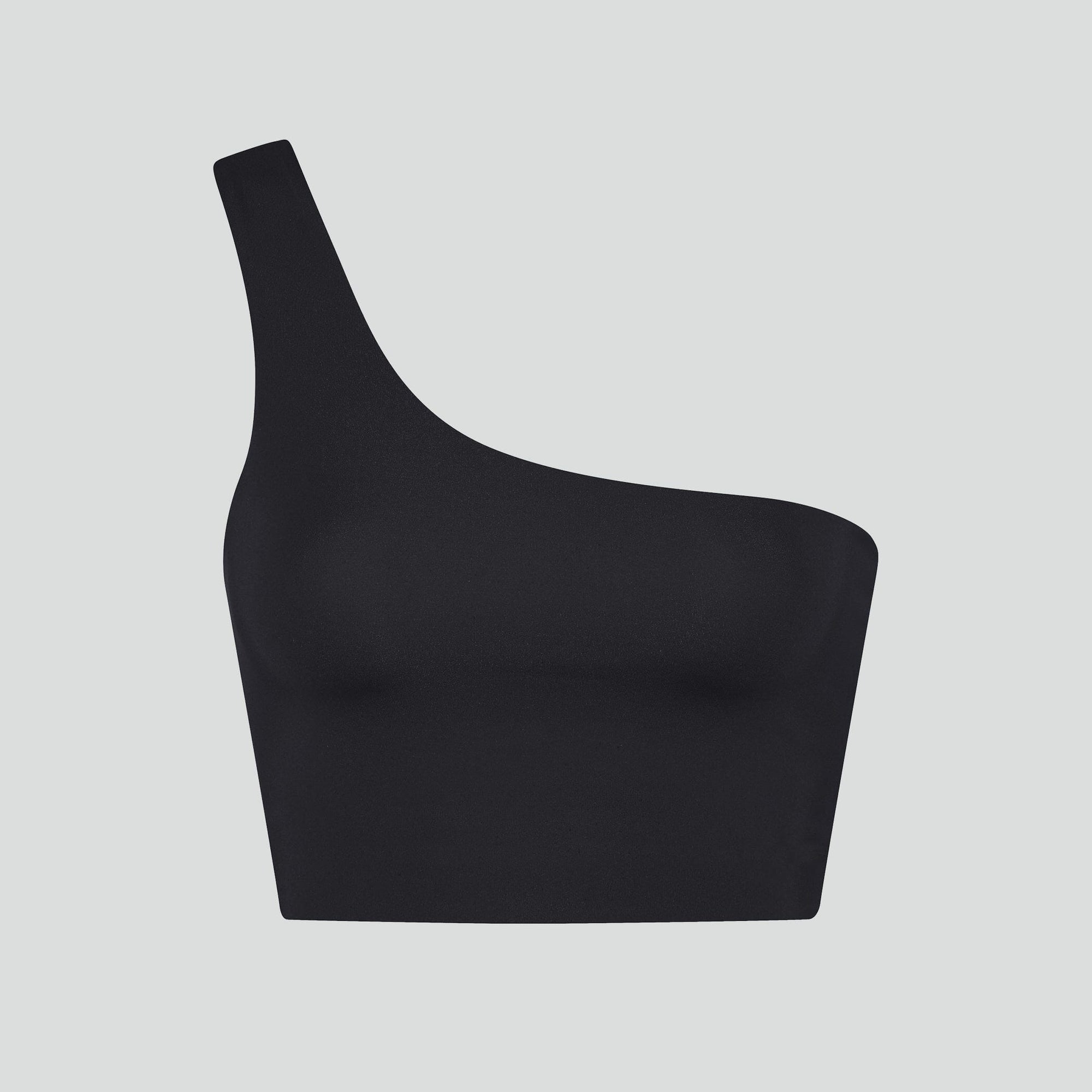 Light support one shoulder sports bra [Black] Girlfriend Collective 