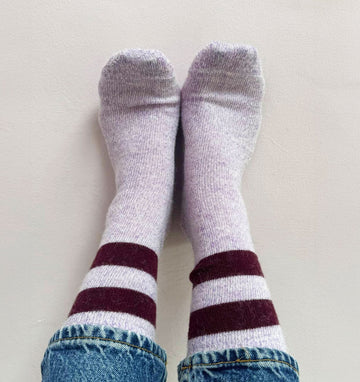 Merino & Alpaca stripe sock [Lilac] Accessories Genevieve Sweeney 