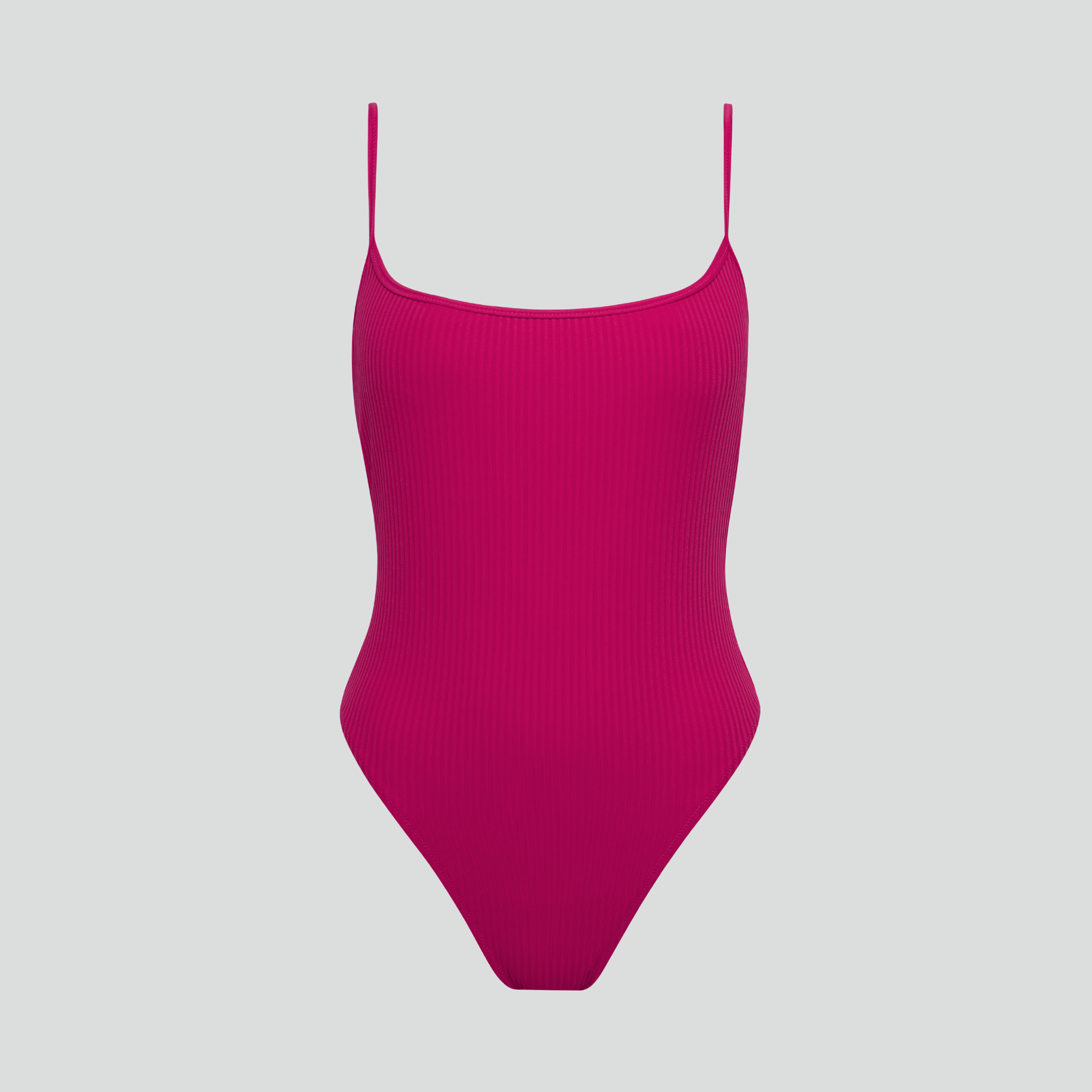 Spaghetti strap ribbed swimsuit [Magenta]