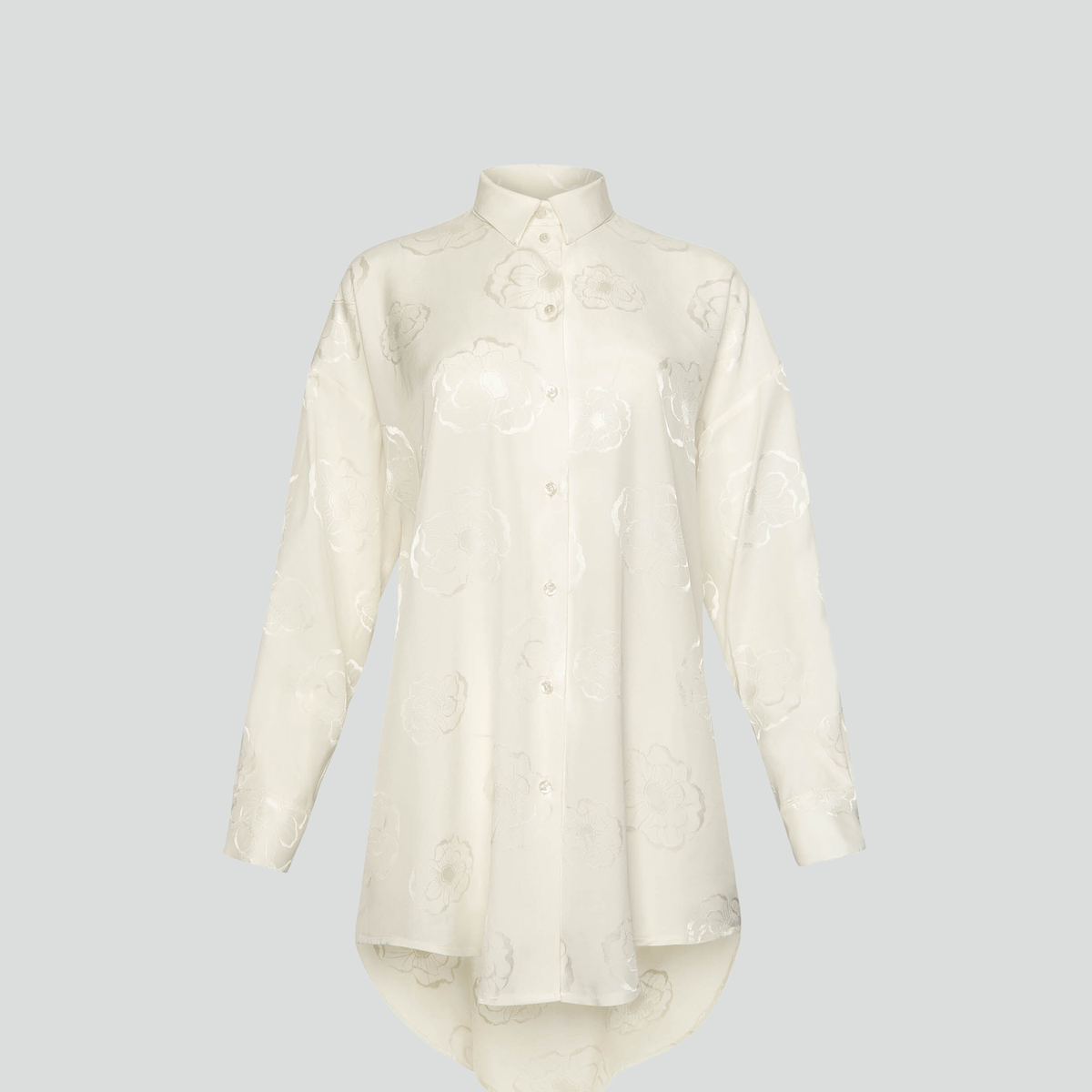 Long-sleeved pyjama sleep shirt [Ivory Poppy]