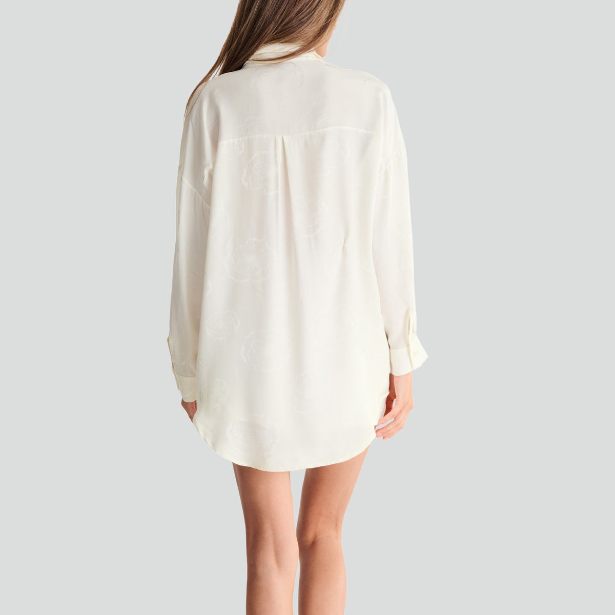 Long-sleeved pyjama sleep shirt [Ivory Poppy]