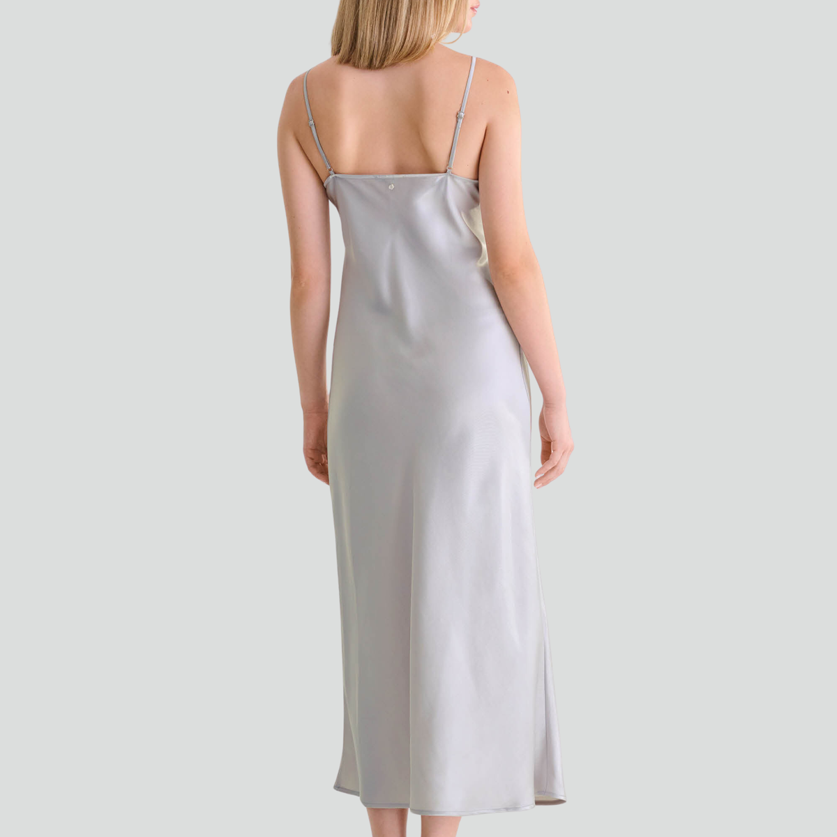 Long satin slip dress [Silver Shimmer]