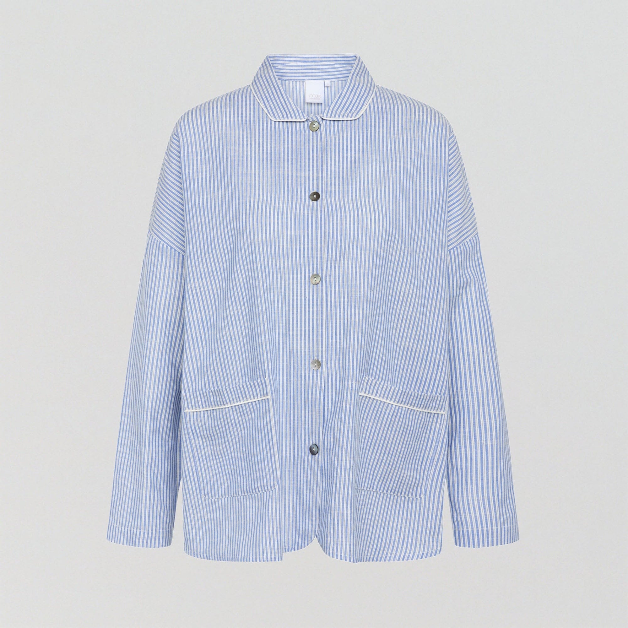 Organic cotton long sleeve pyjama shirt [Blue & White Stripe] Sleep CCDK 