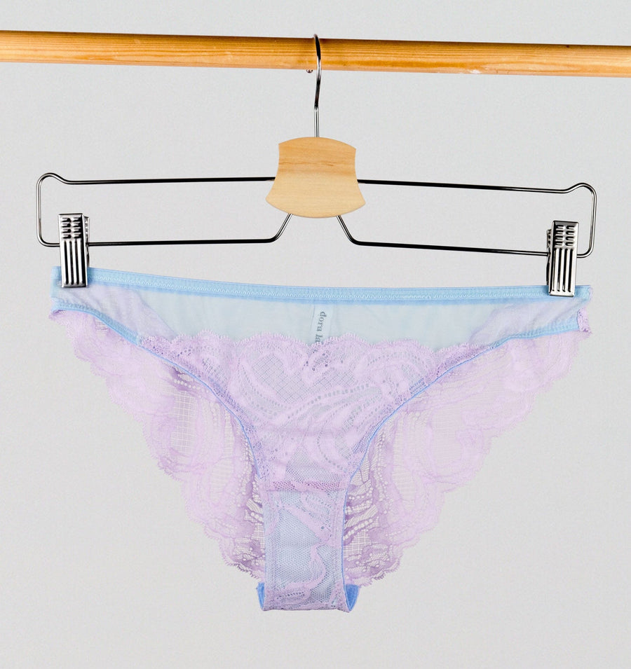 Lilac lace & cornflower mesh low rise knicker – The Pantry Underwear