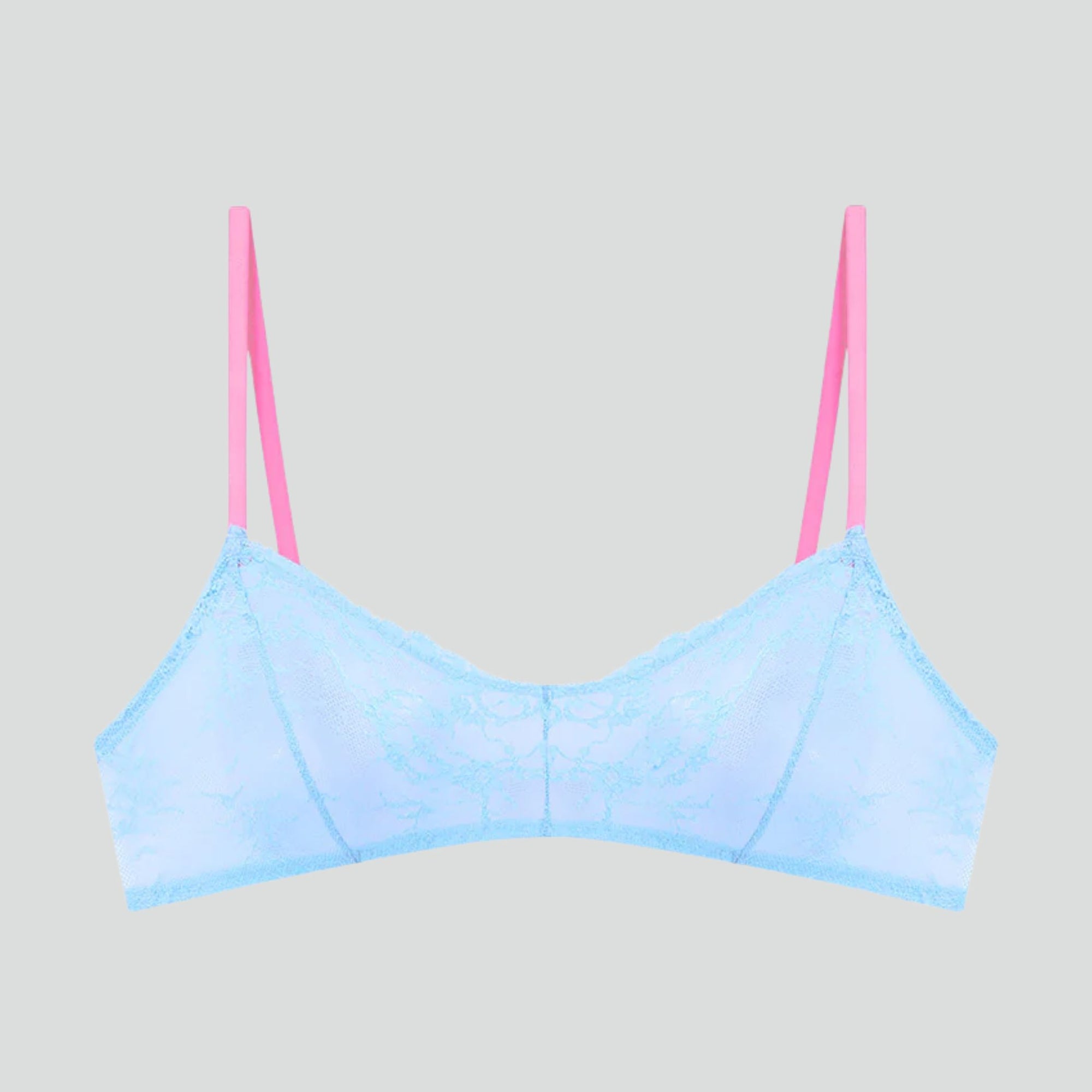 Periwinkle blue &amp; pink floral lace bralette Bras Dora Larsen 
