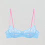 Periwinkle blue & pink floral lace balconette bra Bras Dora Larsen 