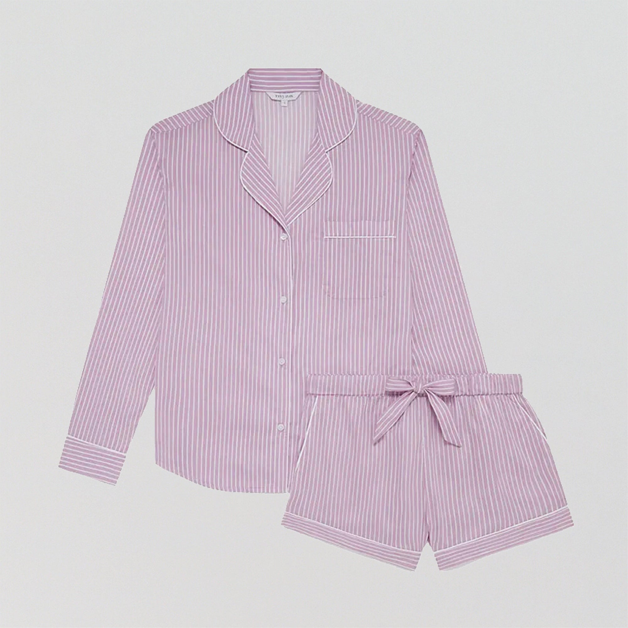 Organic cotton long sleeve pyjama short set [Mauve Stripe] Sleep Myza XS 