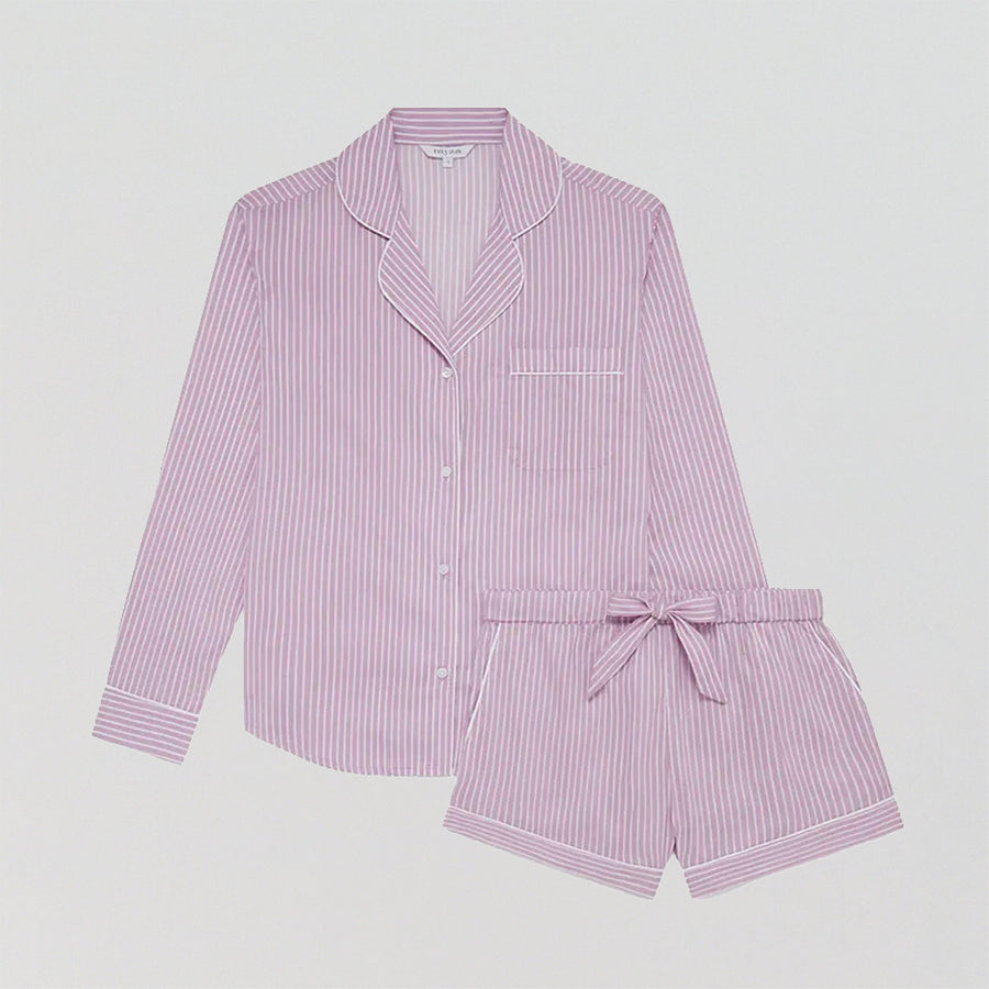 Organic cotton long sleeve pyjama short set [Mauve Stripe] Sleep Myza XS 