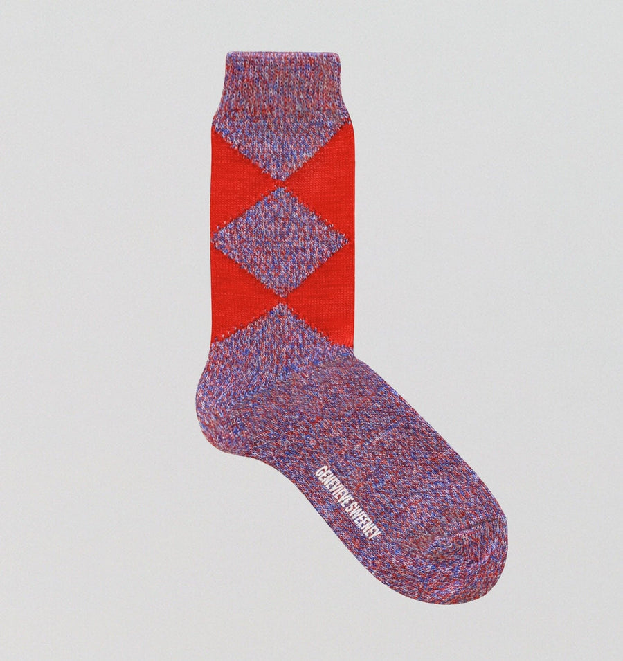 Merino argyle sock [Orange / Blue Marl] Accessories Genevieve Sweeney 
