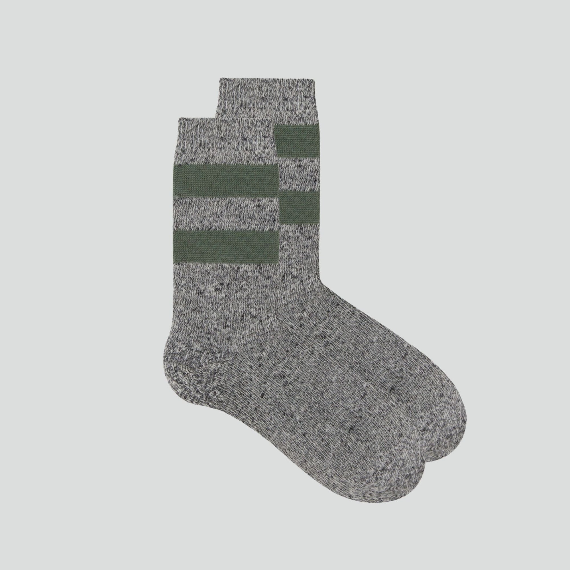 Merino & Alpaca stripe sock [Charcoal / Khaki] Accessories Genevieve Sweeney 