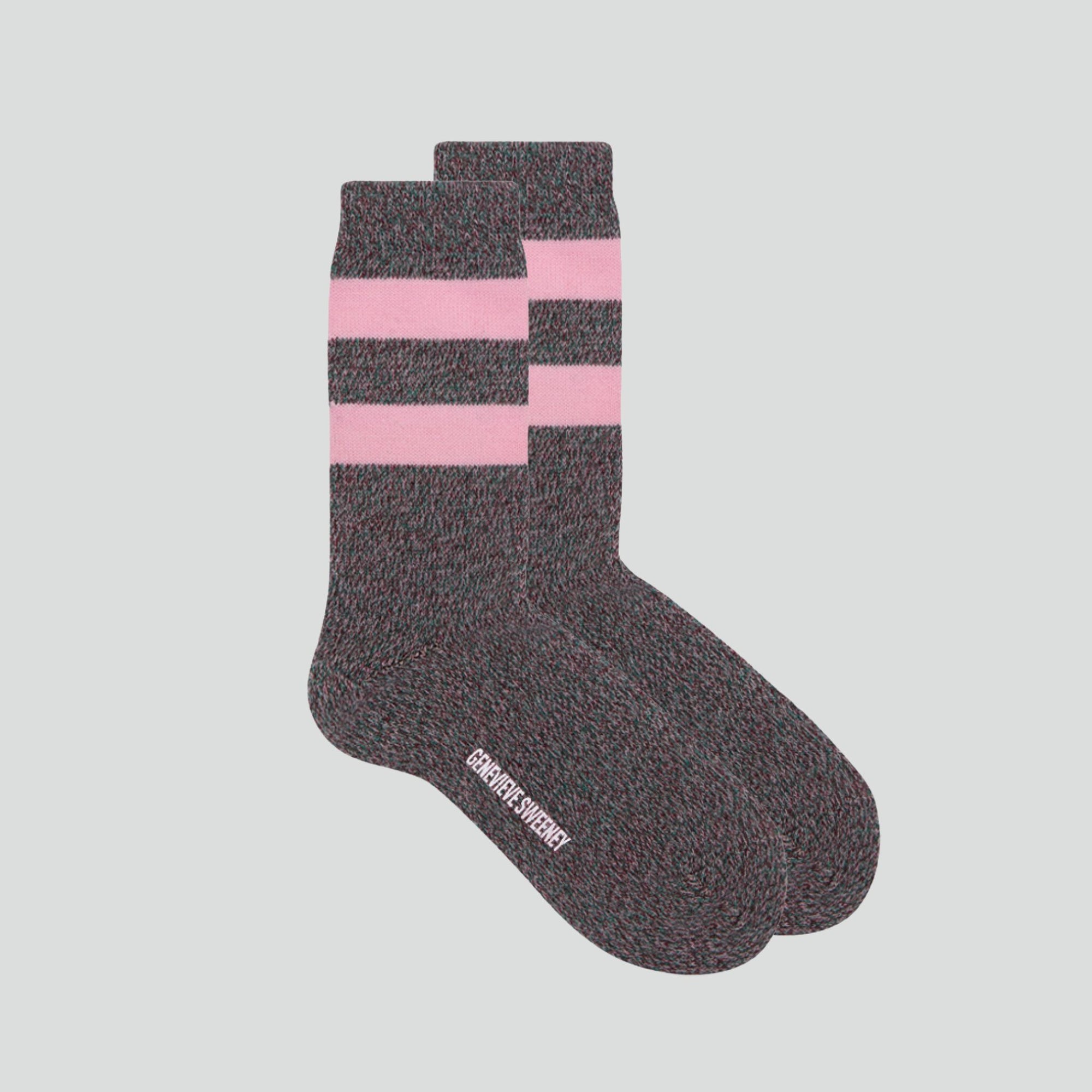 Merino wool stripe sock [Pink Stripe] Accessories Genevieve Sweeney 