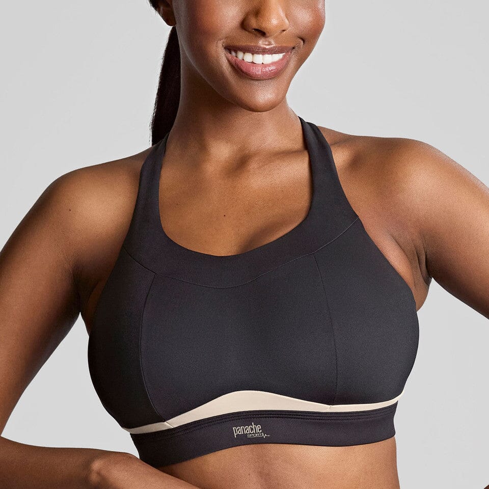 Non wired non padded sports bra [Black/Chalk] Bras Panache 