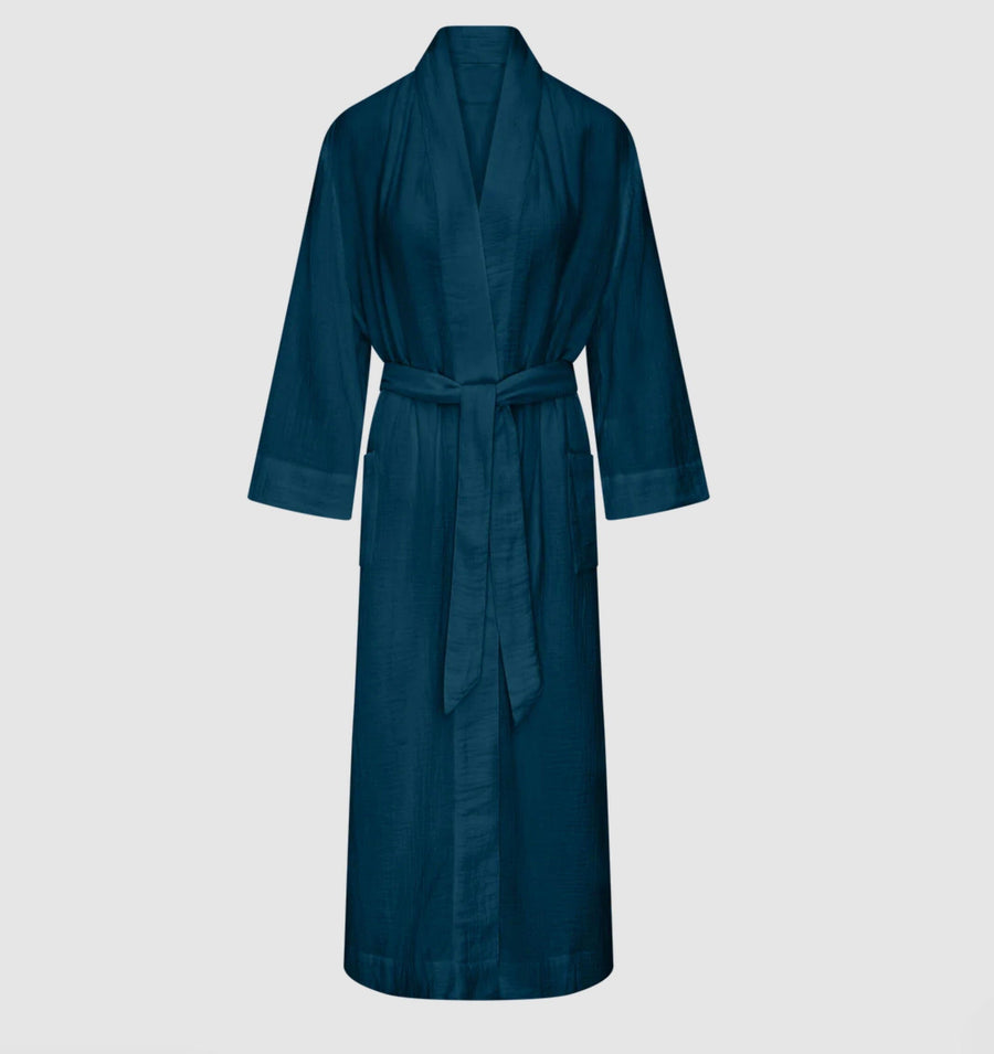 Belted cotton robe [Navy] Sleep Nudea 