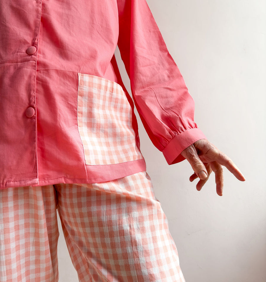 Patterned cotton pyjamas [Pink & Peach Gingham] Sleep Kate Barnet 